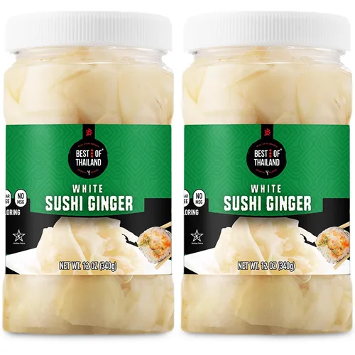 Vista 8 de Best of Thailand Jengibre Rosa Japonés en Escabeche para Sushi Sin MSG 2 Frascos de 12oz de Jengibre Gari Joven Fresco en Rodajas en Escabeche