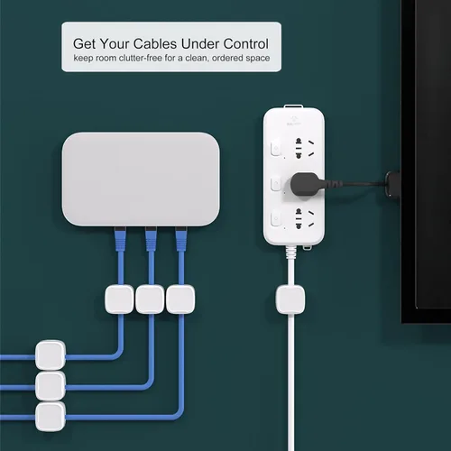 Vista 6 de Rangrak - Paquete de 6 clips magnéticos para cables, organizador de cables debajo del escritorio, organizador de cables adhesivo Rangrak