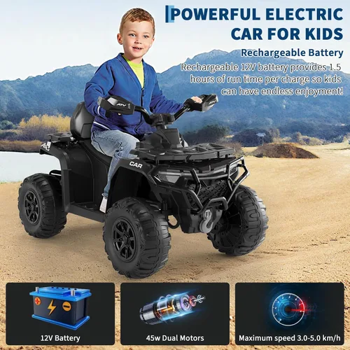 Vista 8 de 12V Kids ATV Ride on Toy with Remote ControlElectric 4 Wheeler for Kids 3-8 Black