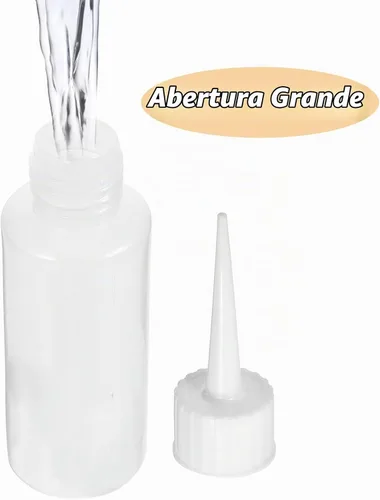Vista 3 de EXCEART - Paquete de 4 botellas de plástico para apretar, botella dispensadora de pegamento con punta fina para pegamento líquido, pintura