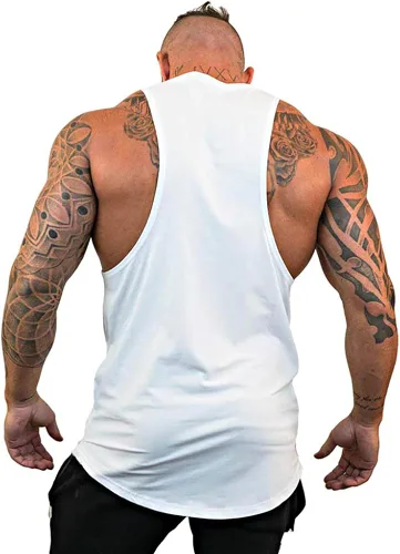 Vista 2 de GymLeader Camiseta sin mangas para hombre, sin dolor, sin ganancia, chaleco de culturismo, fitness, muscular