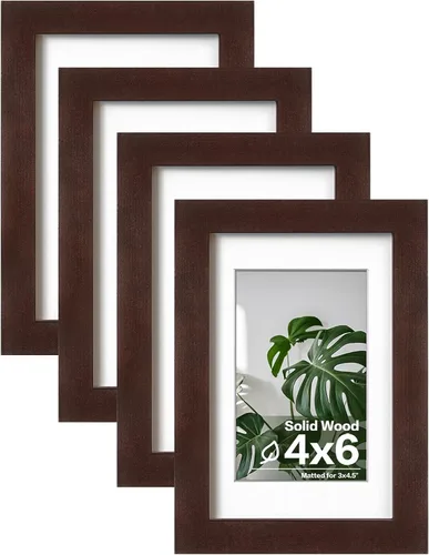 Vista 67 de Egofine - Marcos de fotos de 4 x 6 pulgadas (4 unidades) cubiertos por plexiglás, para fotos de 3 x 4.5 pulgadas / 3.5 x 5 pulgadas con paspartú