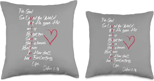 Vista 3 de Christian Valentines Day Apparel and Designs John 3 - Almohada de San Valentín para el Día Cristiano, 16 x 16 pulgadas, multicolor