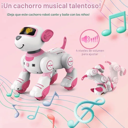 Vista 3 de VATOS - Perro robot de control remoto para niños - Perro robot de juguete interactivo con toque y seguimiento, robot perro de 17 funciones, cachorro