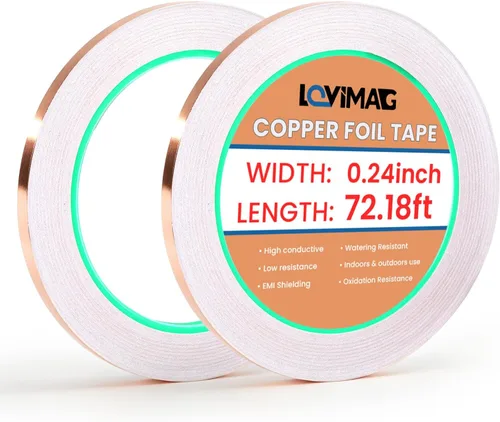 Vista 11 de LOVIMAG Cinta de cobre (0.2 pulgadas x 72 pies), paquete de 2 tiras