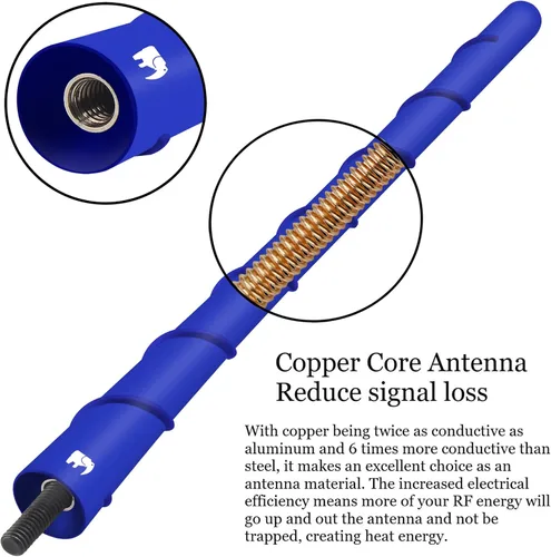 Vista 3 de ONE250 Antena de núcleo de cobre en espiral de 8 pulgadas, compatible con motocicletas Harley Davidson, Street Glide, Road Glide, Road King, Electra
