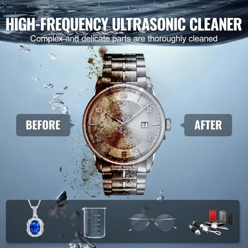 Vista 6 de VEVOR Limpieza Ultrasónica, 1.3L Máquina de Limpieza Profesional de 60W con Temporizador y Calentador, Limpiador Ultrasónico Digital de 40kHz
