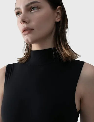 Vista 52 de PUMIEY Body sin mangas con cuello alto falso para mujer, colección Sharp