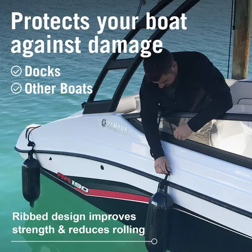 Vista 4 de Better Boat Boat Fenders for Docking, 23" x 6.5" Inflatable Black Boat Bumpers with Pump and Lines, Dock Bumpers for Pontoon Boats