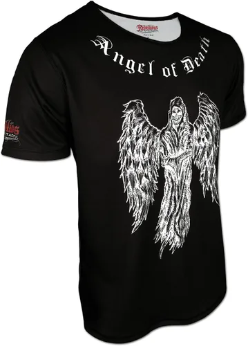 Vista 2 de Rebellious Bastards Camiseta de Angel of Death para hombre Hard Rock Heavy Metal Biker Outlaw, Negro, L