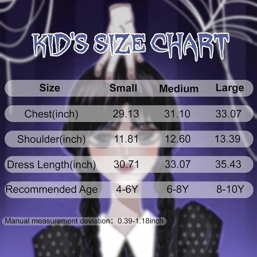 Vista 5 de Fooecor Wednesday Addams Costume for Girls, Addams Family Long Sleeve Dress with High Socks,Halloween Costume Cosplay Party