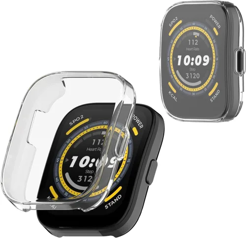 Vista 10 de Paquete de 2 fundas de poliuretano termoplástico con protector de pantalla para Amazfit Bip 5, protector de pantalla HD ultrafino, antiarañazos, sin