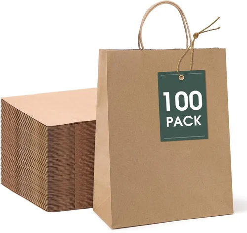 Vista 15 de GSSUSA Bolsas de papel negras de 8 x 4.25 x 10.5 pulgadas, 20 unidades, bolsa de papel de regalo con asas a granel, regalo de graduación, papel