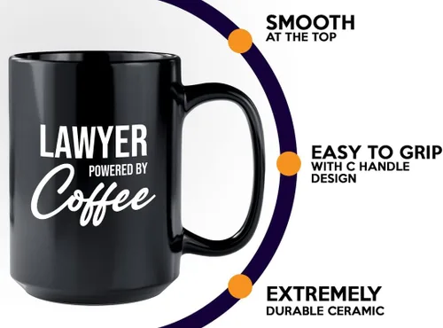 Vista 4 de Lawyer - Taza de café de 15 onzas, color negro, regalo para abogado para la escuela de leyes, graduación, policía, abogado, piloto, motocicleta