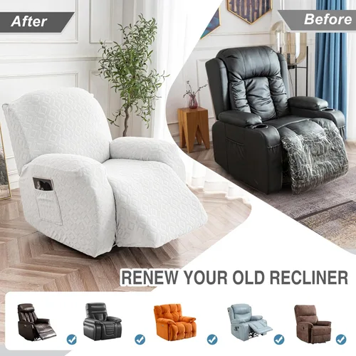 Vista 87 de Gennia Funda Impermeable para Silla Reclinable, Fundas Elásticas para Sofá Reclinable con Bolsillos, Fundas Lavables para Silla Reclinable Lazy Boy