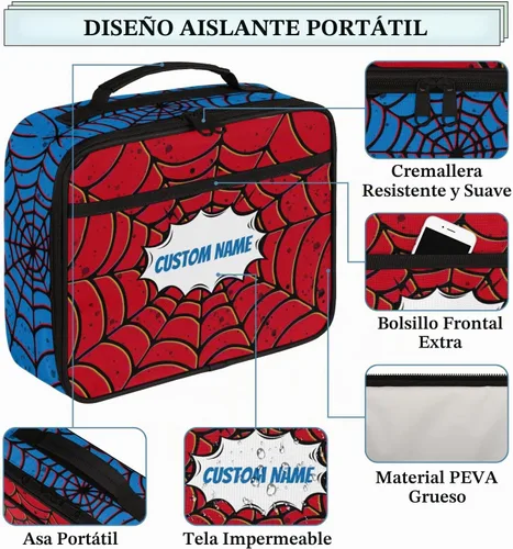 Vista 3 de Lonchera personalizada para niños – Lonchera personalizada para niños y niñas, bolsa de almuerzo con aislamiento suave e impermeable reutilizable
