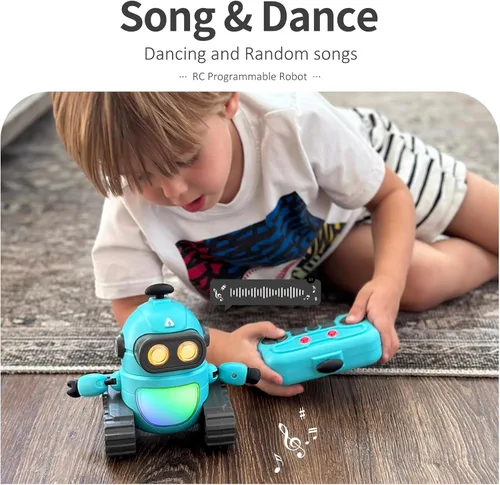 Vista 7 de GILOBABY Juguetes robóticos para niños, robot recargable de control remoto para niños, robots RC programables con ojos LED, cabeza y brazos