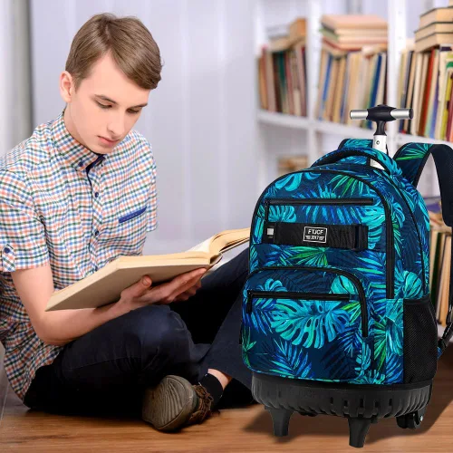 Vista 9 de Mochila con ruedas para mujeres y hombres, bolsa de 21 pulgadas para adultos con ruedas enrollables, juego de bolsa con ruedas para niñas y niños
