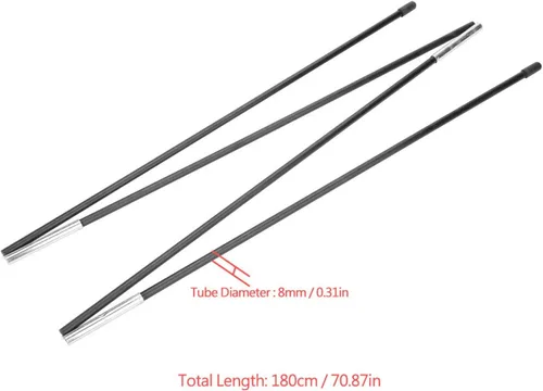 Vista 6 de xianshi Postes de repuesto para tiendas, barras de poste de tienda de campaña, postes de fibra de vidrio negro 4.34 oz resistentes para toldos, kit