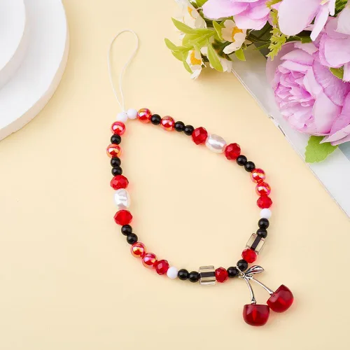 Vista 3 de Correa de pulsera con cuentas para teléfono, cordón universal para teléfono celular, para cámara, cartera, mochila, monedero