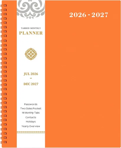 Vista 10 de Agenda mensual 2026 - Agenda 2026, agenda de enero 2026 a diciembre 2026, calendario mensual de 12 meses con pestañas y bolsillo, etiquetas
