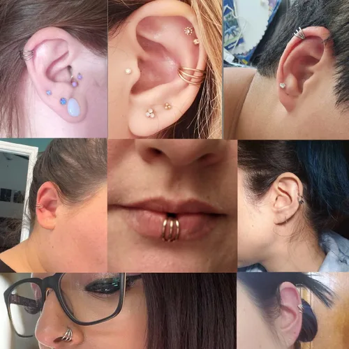 Vista 8 de Triple Nose Ring Hoop Conch Piercing Jewelry Helix Cartilage Earring