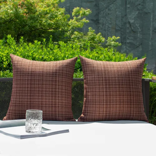 Vista 60 de Kevin Textile - Juego de 2 fundas de almohada decorativas para exteriores, impermeables, para jardín, patio, tienda de campaña, sofá, de 16 x 16