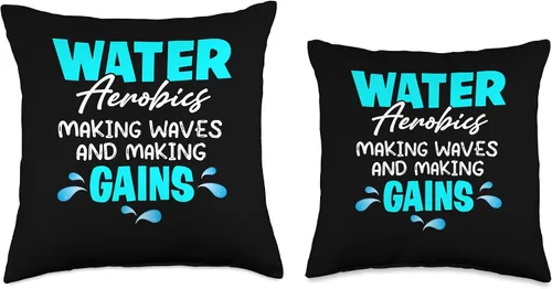 Vista 3 de Water Aerobics Aqua Water Instructor Fitness Water Aerobics Waves Making Gains Aquatic Exercise Throw Pillow, 16x16, Multicolor
