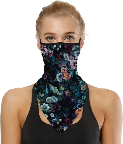 Vista 26 de YAYOUREL Polaina para el cuello, bandanas para hombres y mujeres, cubierta de bufanda para la cara con rayos UV, con agujero para las orejas