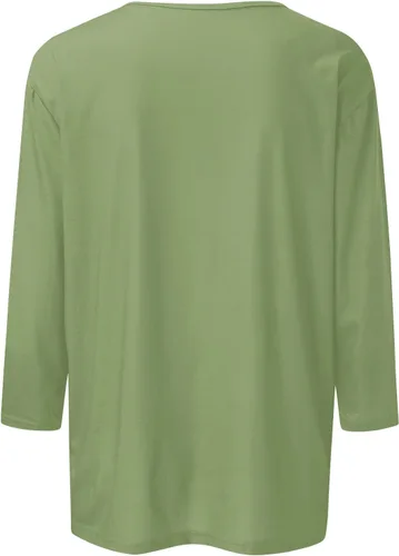 Vista 4 de Blusas casuales de verano para mujer, manga 34, cuello redondo, color sólido, lindas, ajuste holgado