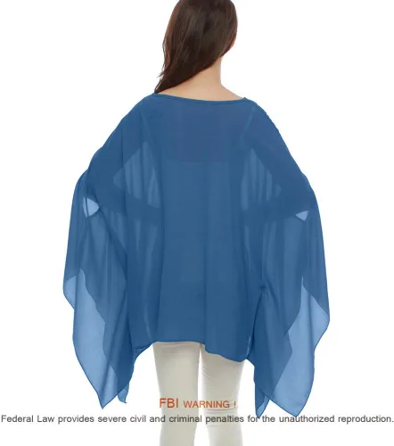 Vista 4 de Max Hsuan - Blusa suelta de gasa transparente para mujer, camisa de verano con estilo suelto y grande