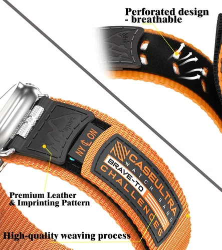 Vista 3 de Correa deportiva de nailon compatible con Apple Watch Band Ultra (1.732 pulgadas) Series 7/8 (1.772 pulgadas/1.614 pulgadas), Series 6/5/4/SE