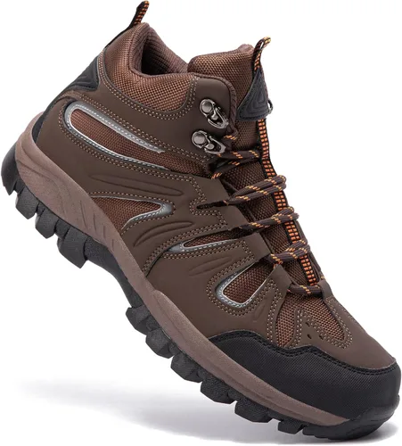 Vista 8 de HIKLDK Botas de senderismo para hombre, ligeras, transpirables, antideslizantes, para actividades al aire libre