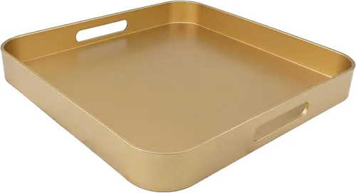Vista 19 de Bandeja azul para mesa de café, bandeja decorativa rectangular de plástico con asas para entretenimiento, patio al aire libre, sala de estar