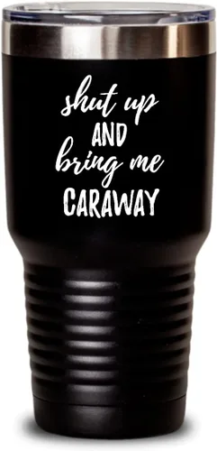 Vista 8 de Shut Up And Bring Me Caraway - Vaso con aislamiento y tapa con aislamiento ofensivo divertido, color negro, 20 onzas