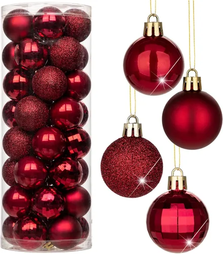 Vista 49 de Adornos de bolas de Navidad negras de 2.36 pulgadas, 25 piezas inastillables, set de adornos de Navidad, bolas de Halloween, adorno negro para árbol