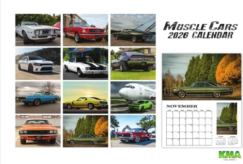 Vista 2 de Calendario de pared 2026 de MUSCLE CARS, de 16 meses, con póster, clásicos autos americanos de alto rendimiento vintage, retro, EE. UU