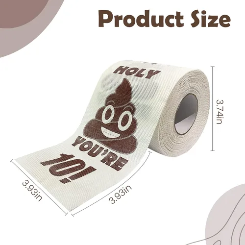Vista 3 de Regalos de feliz cumpleaños número 10, rollo de papel higiénico divertido de 3 capas, papel higiénico impreso Holy Poop You're 10, regalo de bromas