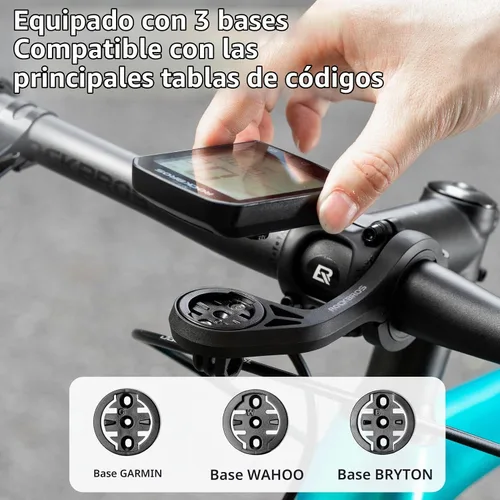 Vista 3 de ROCKBROS Soporte para computadora de bicicleta para Garmin, soporte frontal