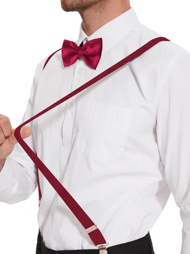 Vista 36 de habibee Color sólido para hombre en forma de Y con clips fuertes tirantes ajustables