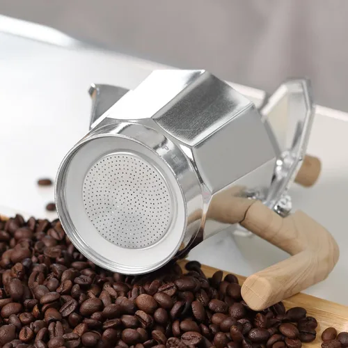 Vista 2 de Sivaphe 3 tazas Moka Pot piezas de repuesto infusor para estufa italiana de aluminio, cafetera expreso, 1 filtro y 3 sellos de junta de silicona