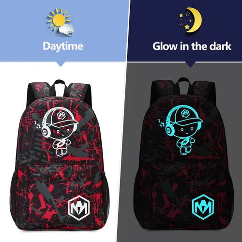 Vista 2 de Bluboon Mochila preescolar para niños y niñas, bolsas escolares para niños y niñas, bolsas escolares para jardín de infantes, Rojo Cool Boy