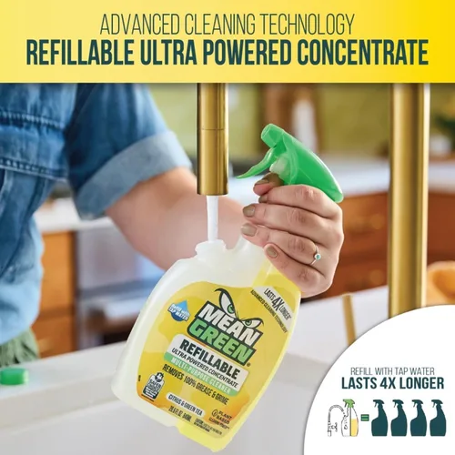Vista 3 de Mean Green Recargable Ultra Potenciado CONCENTRADO Limpiador Multiusos, Cítricos y Té Verde, 420 ml