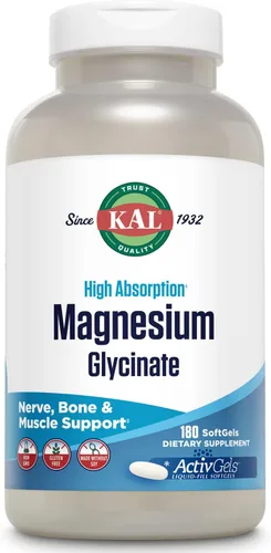 Vista 7 de KAL Glicinato de magnesio ActivGels 315 mg, suplemento de magnesio de alta absorción para apoyo a la salud muscular, nerviosa y ósea, sin OMG, sin