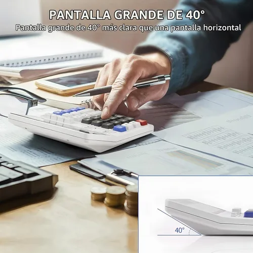 Vista 6 de Calculadora de escritorio estándar con función científica, potencia dual, botones grandes, pantalla LCD grande para 12 dígitos, calculadora portátil