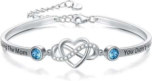 Vista 27 de AOBOCO Pulsera de corazón infinito ajustable de plata de ley 925 para hermana, mejor amiga, hija, mamá, abuela, nieta, nuera, madrina, ahijada