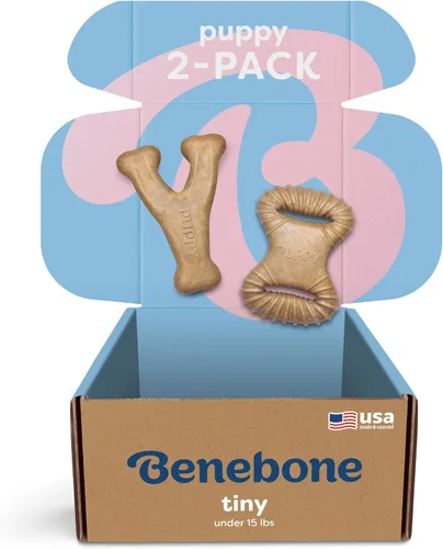 Vista 7 de Benebone Puppy Wishbone - Juguete masticable para perro, fabricado en Estados Unidos, sabor a tocino real, pequeño