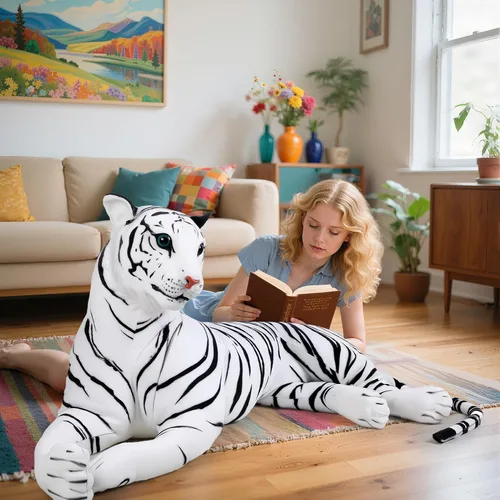 Vista 7 de Peluche de tigre gigante realista, almohada de felpa realista de tigre de 43 pulgadas con forma de apoyo, juguete suave de tigre grande para niños