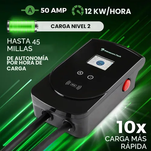 Vista 2 de PRIMECOM.TECH - Estación de carga inteligente para el hogar de vehículos eléctricos de nivel 2 de 50 amperios de 220 voltios para Tesla y todas