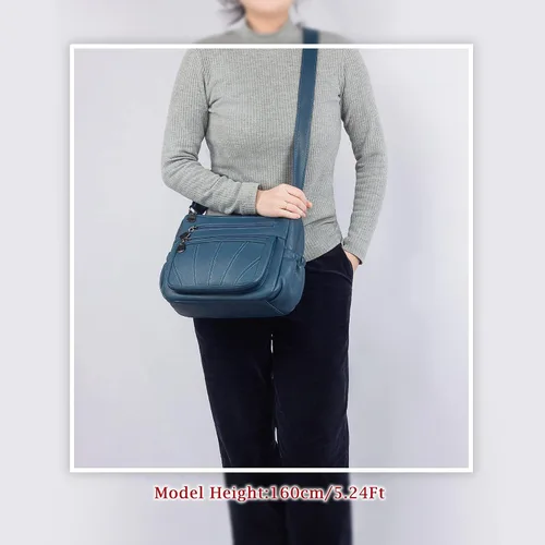 Vista 2 de Bolso cruzado para mujer, bolso de hombro suave de piel sintética, bolso mediano y espacioso, bolso de mano de moda con asa superior